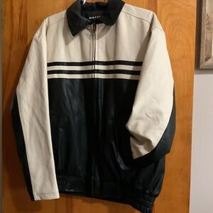 Motel Rocks Two-Tone Black & Cream Leather Jacket